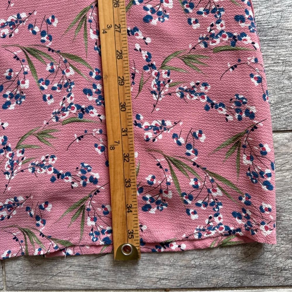Women’s Large Floral Dress Pink V Neck Mini‎ Short Sleeve Spring Summer Lined - Picture 2 of 9